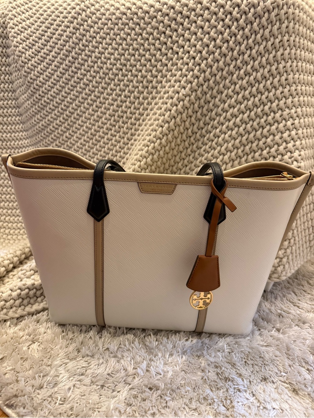 Tory Burch Perry Color Blocked Leather Tote